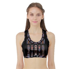 Chartres Cathedral Notre Dame De Paris Amiens Cath Stained Glass Sports Bra With Border by Wegoenart