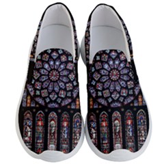 Chartres Cathedral Notre Dame De Paris Amiens Cath Stained Glass Men s Lightweight Slip Ons by Wegoenart