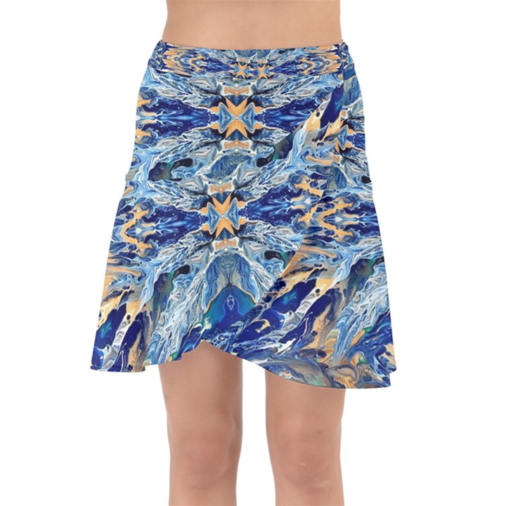 Cobalt on gold Wrap Front Skirt