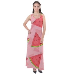 Background Watermelon Pattern Fruit Sleeveless Velour Maxi Dress by Wegoenart