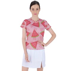 Background Watermelon Pattern Fruit Women s Sports Top by Wegoenart