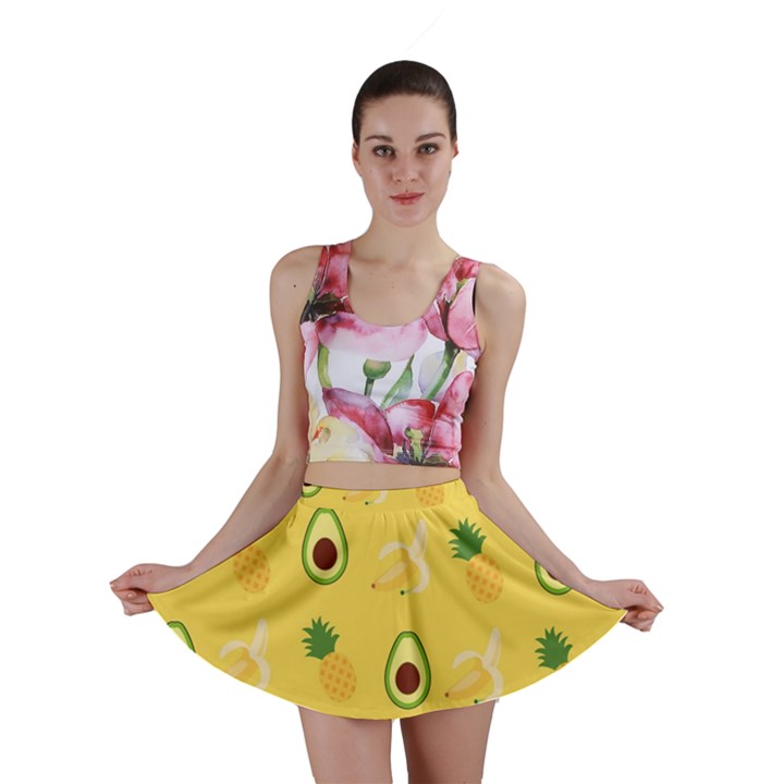 Pineapple Banana Fruit Pattern Mini Skirt