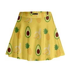 Pineapple Banana Fruit Pattern Mini Flare Skirt by Wegoenart