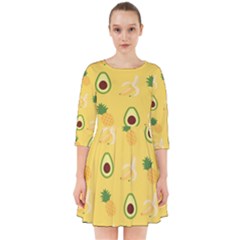 Pineapple Banana Fruit Pattern Smock Dress