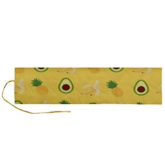 Pineapple Banana Fruit Pattern Roll Up Canvas Pencil Holder (l) by Wegoenart