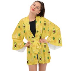 Pineapple Banana Fruit Pattern Long Sleeve Kimono by Wegoenart