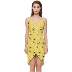 Pineapple Banana Fruit Pattern Wrap Frill Dress by Wegoenart