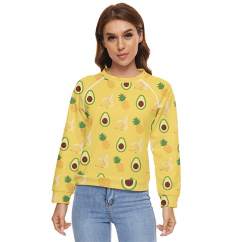 Pineapple Banana Fruit Pattern Women s Long Sleeve Raglan Tee by Wegoenart