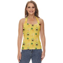 Pineapple Banana Fruit Pattern Basic Halter Top by Wegoenart