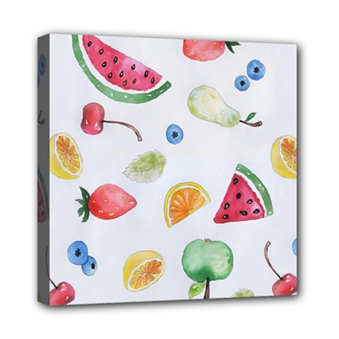 Fruit Summer Vitamin Watercolor Mini Canvas 8  x 8  (Stretched)