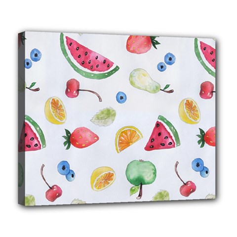 Fruit Summer Vitamin Watercolor Deluxe Canvas 24  x 20  (Stretched)