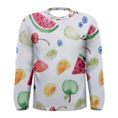 Fruit Summer Vitamin Watercolor Men s Long Sleeve Tee