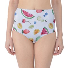 Fruit Summer Vitamin Watercolor Classic High-Waist Bikini Bottoms