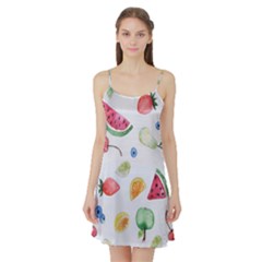 Fruit Summer Vitamin Watercolor Satin Night Slip