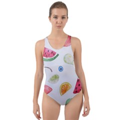 Fruit Summer Vitamin Watercolor Cut-Out Back One Piece Swimsuit