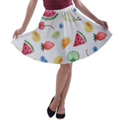 Fruit Summer Vitamin Watercolor A-line Skater Skirt