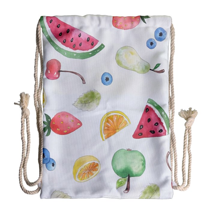 Fruit Summer Vitamin Watercolor Drawstring Bag (Large)