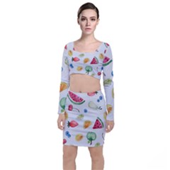 Fruit Summer Vitamin Watercolor Top and Skirt Sets