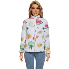 Fruit Summer Vitamin Watercolor Women s Puffer Bubble Jacket Coat