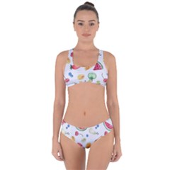 Fruit Summer Vitamin Watercolor Criss Cross Bikini Set by Wegoenart