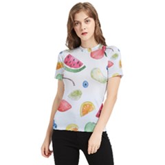 Fruit Summer Vitamin Watercolor Women s Short Sleeve Rash Guard