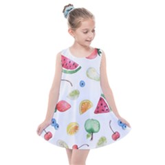 Fruit Summer Vitamin Watercolor Kids  Summer Dress by Wegoenart