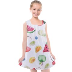 Fruit Summer Vitamin Watercolor Kids  Cross Back Dress