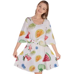 Fruit Summer Vitamin Watercolor Velour Kimono Dress