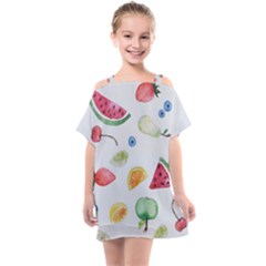 Fruit Summer Vitamin Watercolor Kids  One Piece Chiffon Dress