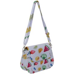 Fruit Summer Vitamin Watercolor Saddle Handbag