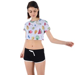 Fruit Summer Vitamin Watercolor Tie Back Short Sleeve Crop Tee