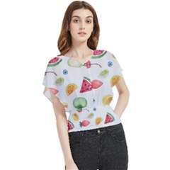 Fruit Summer Vitamin Watercolor Butterfly Chiffon Blouse