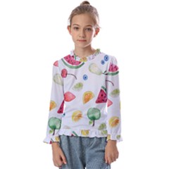 Fruit Summer Vitamin Watercolor Kids  Frill Detail Tee