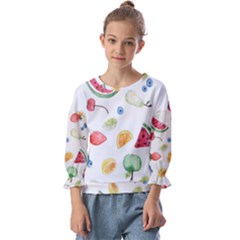 Fruit Summer Vitamin Watercolor Kids  Cuff Sleeve Top