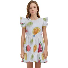 Fruit Summer Vitamin Watercolor Kids  Winged Sleeve Dress