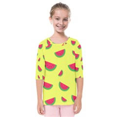 Watermelon Pattern Wallpaper Kids  Quarter Sleeve Raglan Tee