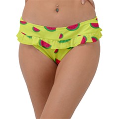 Watermelon Pattern Wallpaper Frill Bikini Bottom by Wegoenart