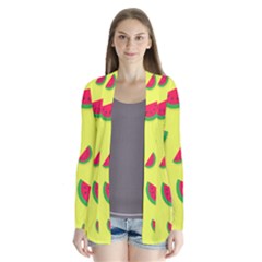 Watermelon Pattern Wallpaper Drape Collar Cardigan by Wegoenart