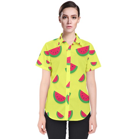 Watermelon Pattern Wallpaper Women s Short Sleeve Shirt by Wegoenart