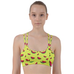 Watermelon Pattern Wallpaper Line Them Up Sports Bra by Wegoenart