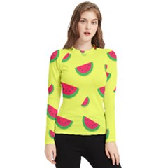 Watermelon Pattern Wallpaper Women s Long Sleeve Rash Guard by Wegoenart