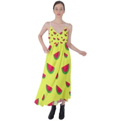 Watermelon Pattern Wallpaper Tie Back Maxi Dress by Wegoenart