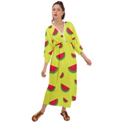 Watermelon Pattern Wallpaper Grecian Style  Maxi Dress by Wegoenart