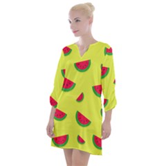 Watermelon Pattern Wallpaper Open Neck Shift Dress by Wegoenart