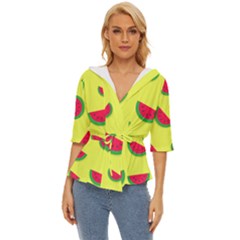 Watermelon Pattern Wallpaper Lightweight Drawstring Hooded Top by Wegoenart