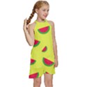 Watermelon Pattern Wallpaper Kids  Halter Collar Waist Tie Chiffon Dress View3