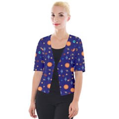 Space Sun Mercury Venus Earth Planet Galaxy Cropped Button Cardigan by Wegoenart