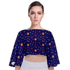 Space Sun Mercury Venus Earth Planet Galaxy Tie Back Butterfly Sleeve Chiffon Top by Wegoenart