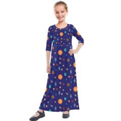 Space Sun Mercury Venus Earth Planet Galaxy Kids  Quarter Sleeve Maxi Dress