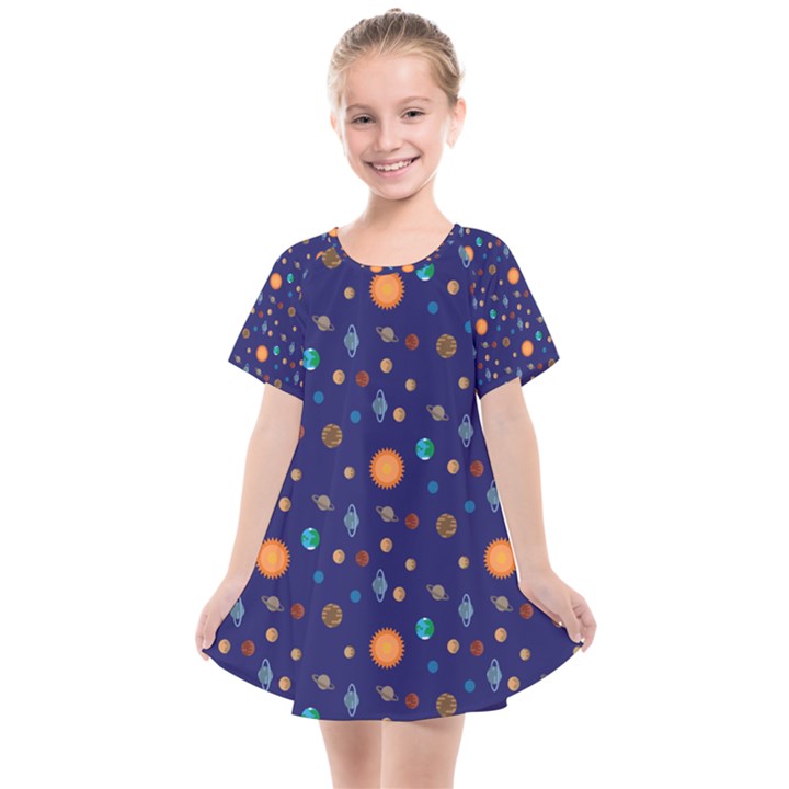 Space Sun Mercury Venus Earth Planet Galaxy Kids  Smock Dress